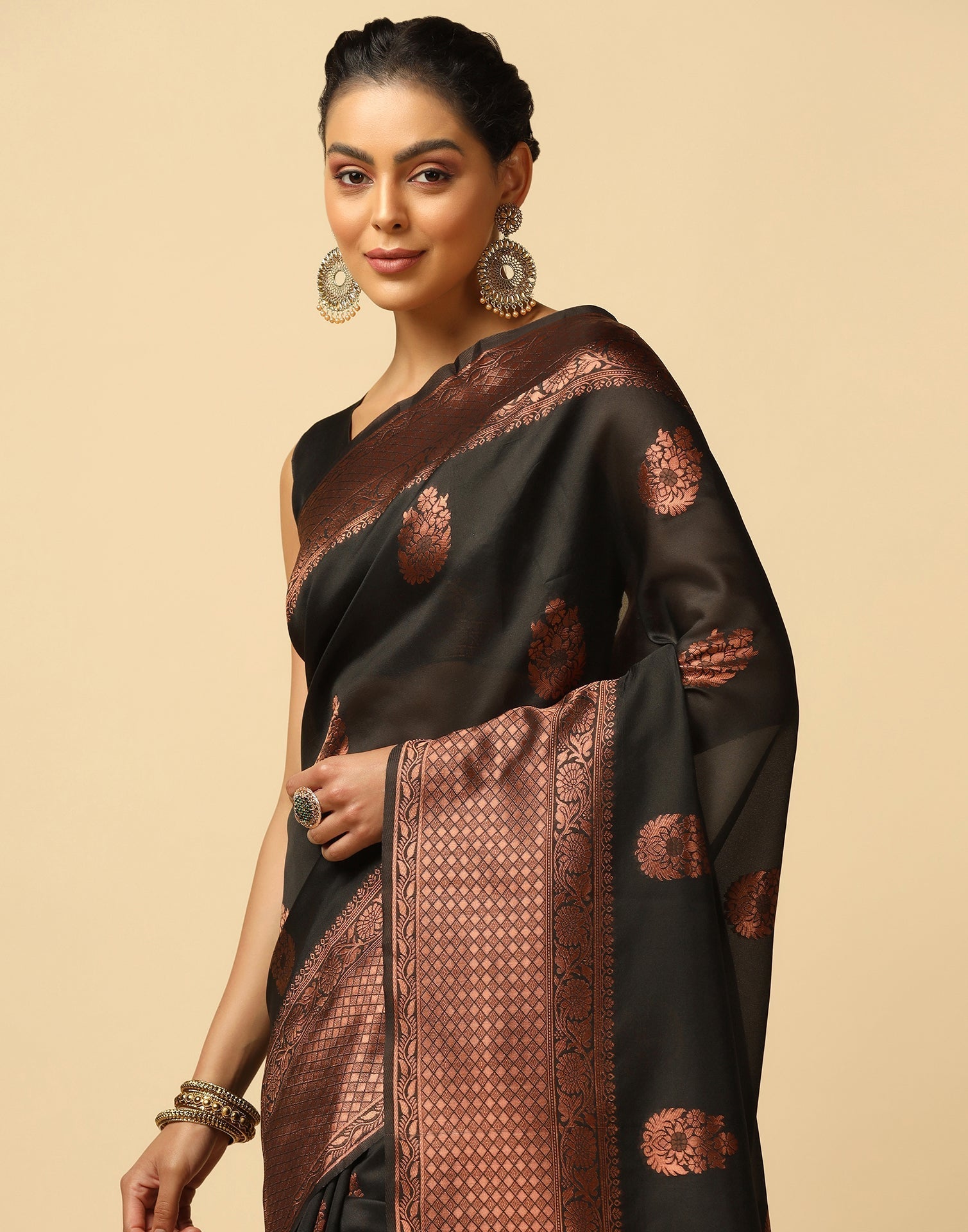 Black Banarasi Silk Saree | Sudathi