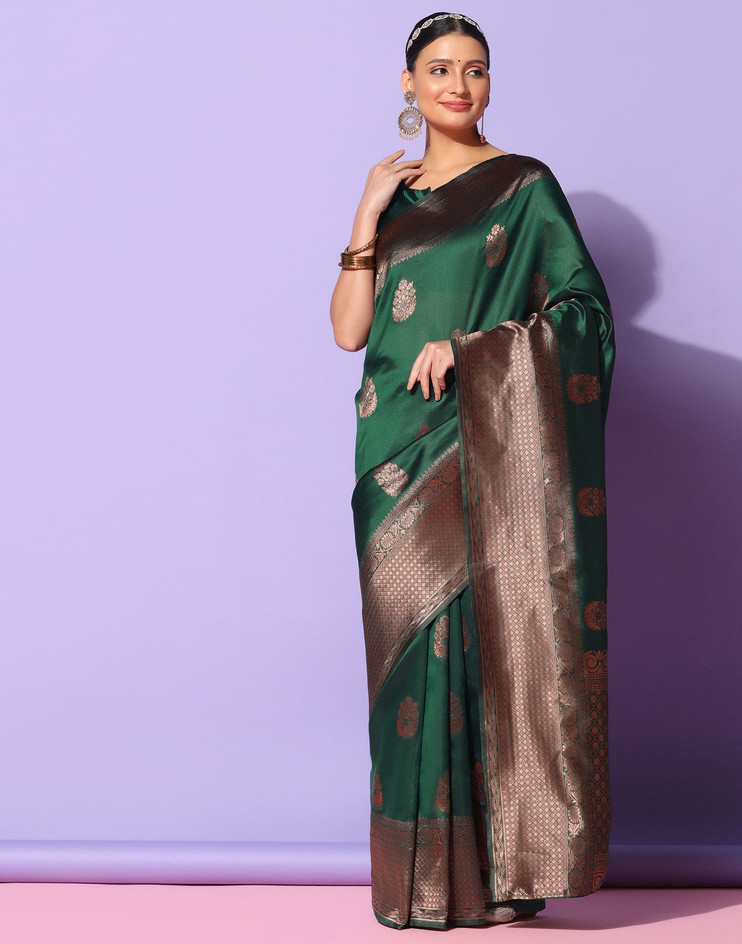 Green Banarasi Silk Saree | Sudathi