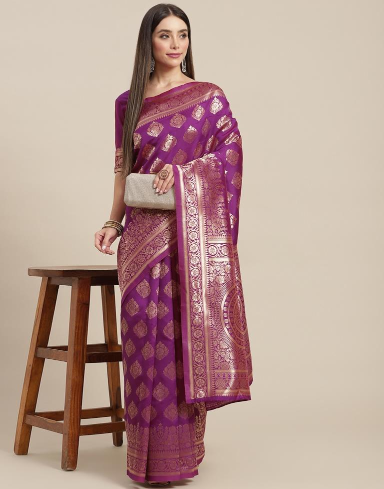 Purple Weaving Silk Saree