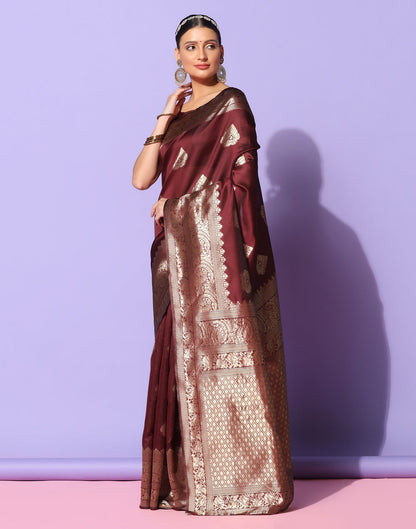 Maroon Banarasi Silk Saree | Sudathi