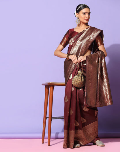 Maroon Banarasi Silk Saree | Sudathi