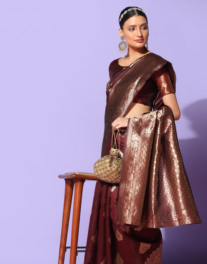 Maroon Banarasi Silk Saree | Sudathi