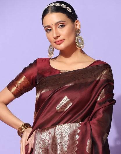 Maroon Banarasi Silk Saree | Sudathi
