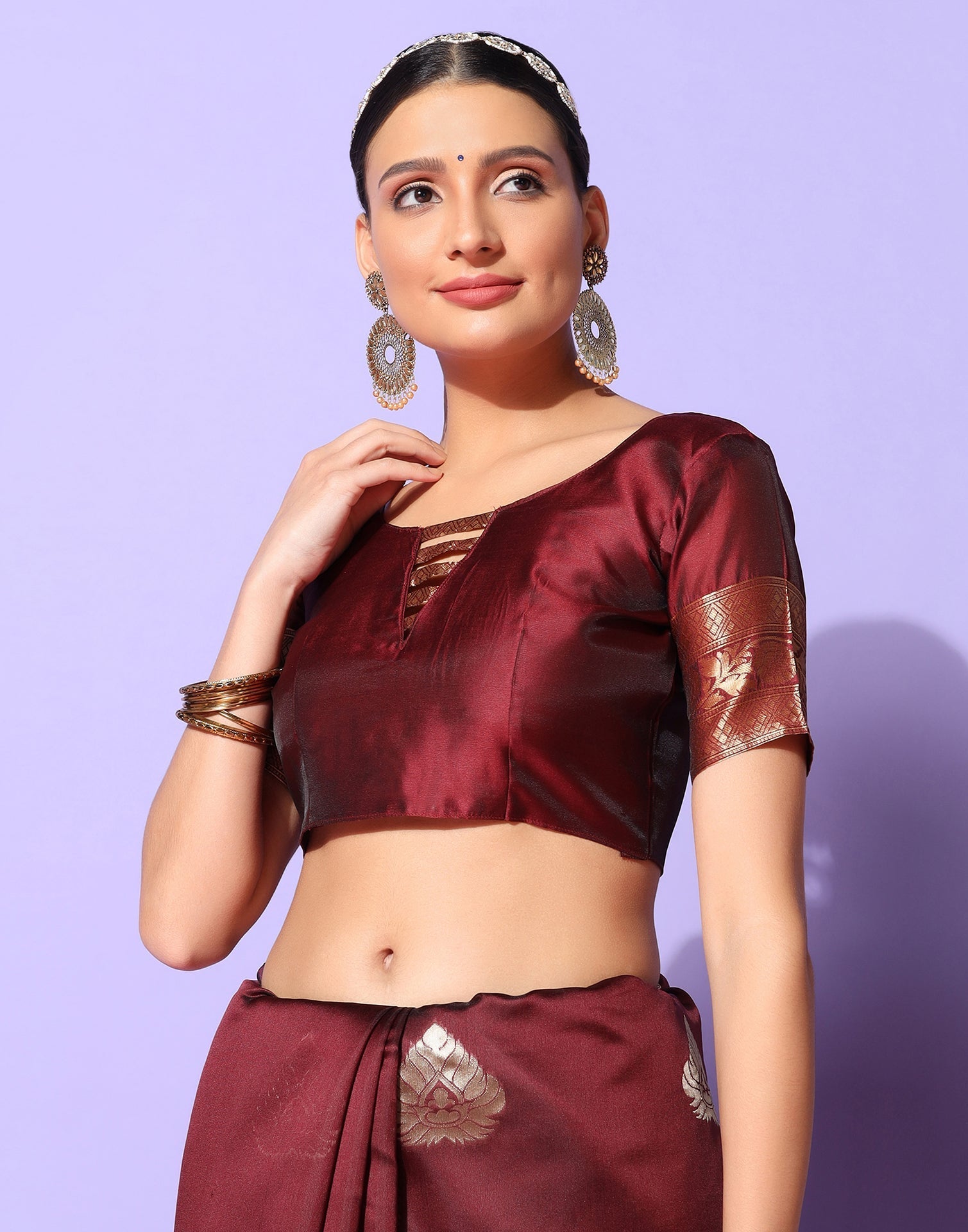 Maroon Banarasi Silk Saree | Sudathi