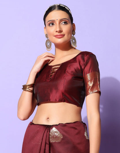 Maroon Banarasi Silk Saree | Sudathi
