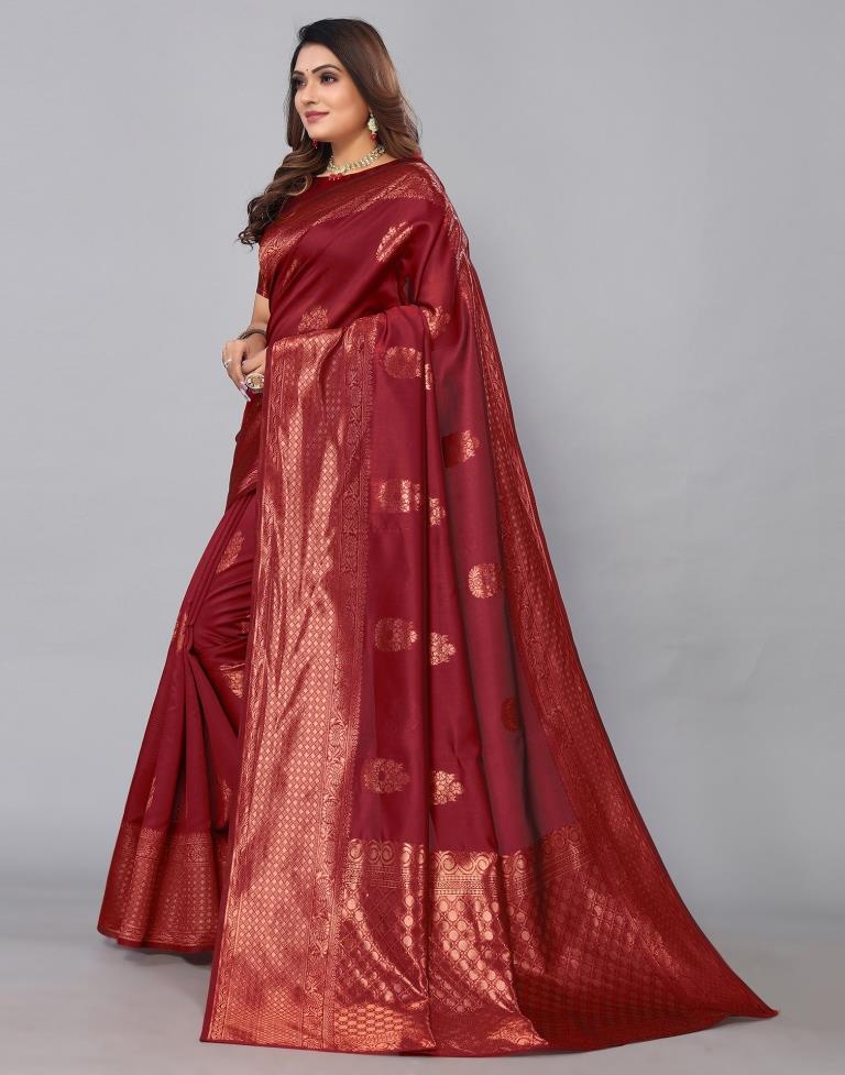 Maroon Banarasi Silk Saree | Sudathi