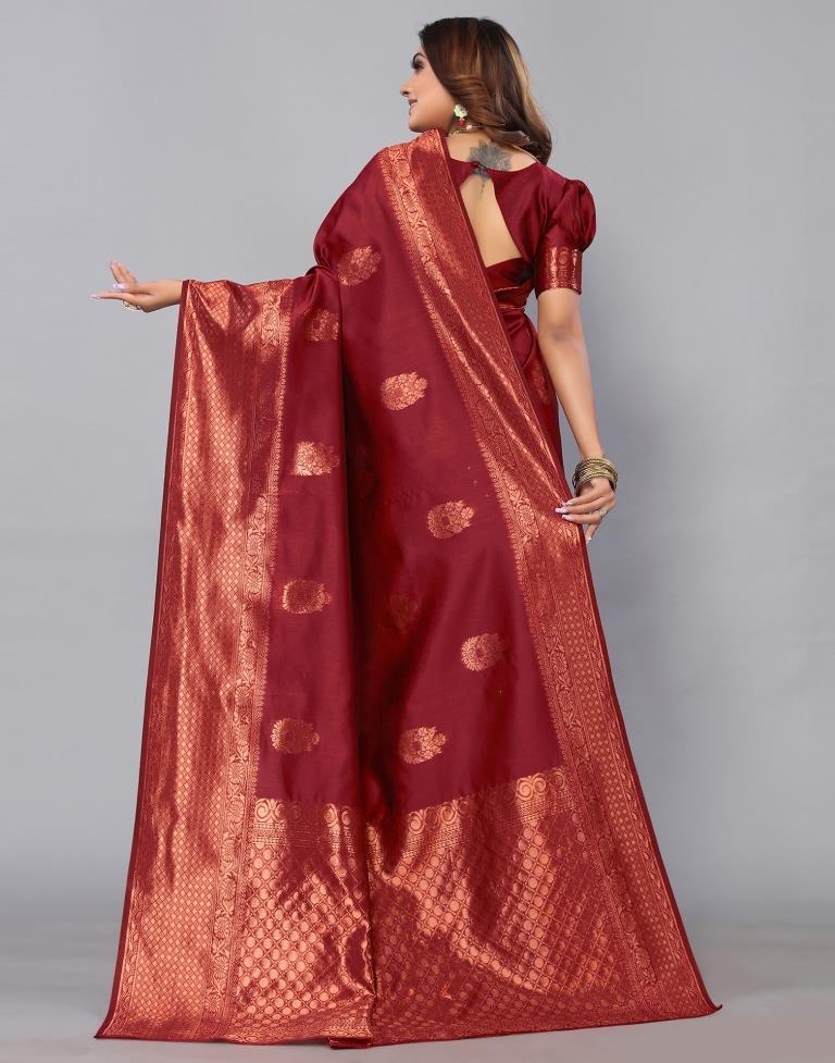 Maroon Banarasi Silk Saree | Sudathi