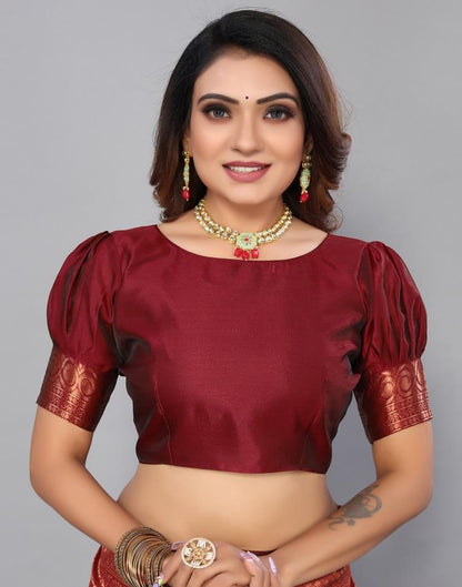 Maroon Banarasi Silk Saree | Sudathi