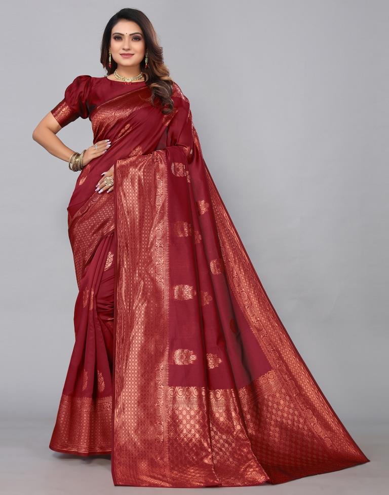 Maroon Banarasi Silk Saree | Sudathi