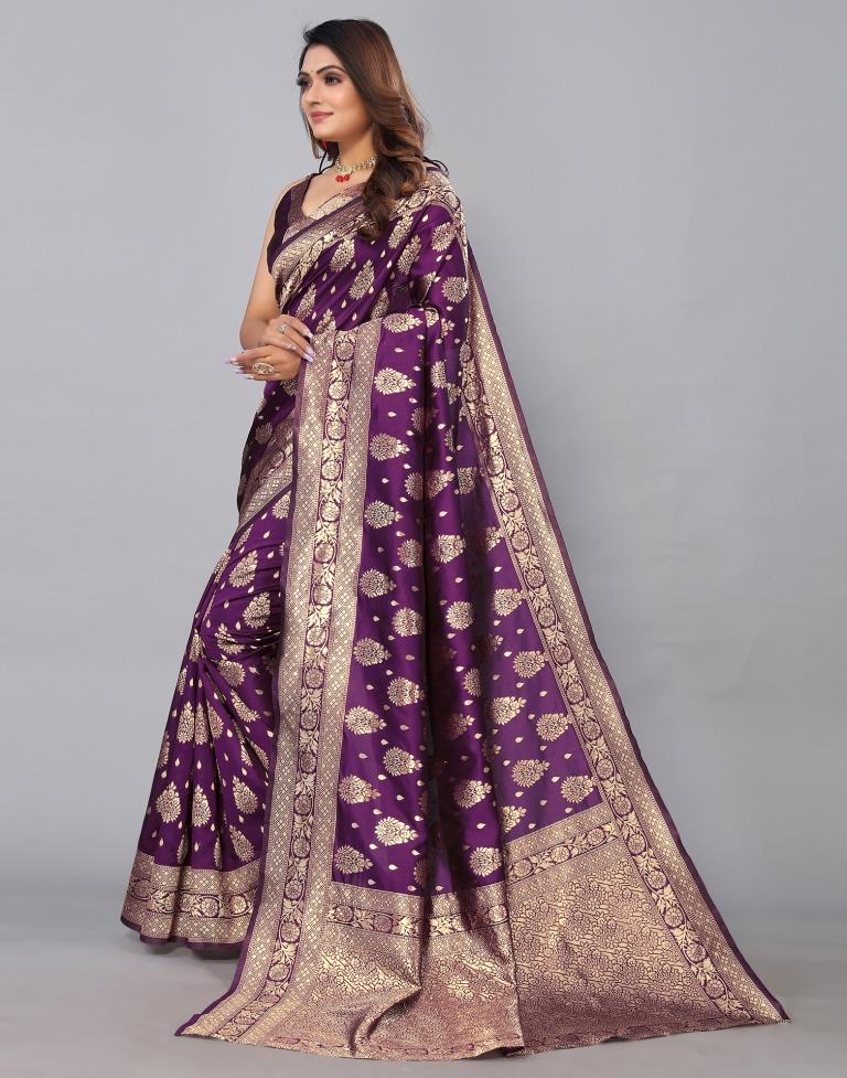 Purple Banarasi Silk Saree | Sudathi