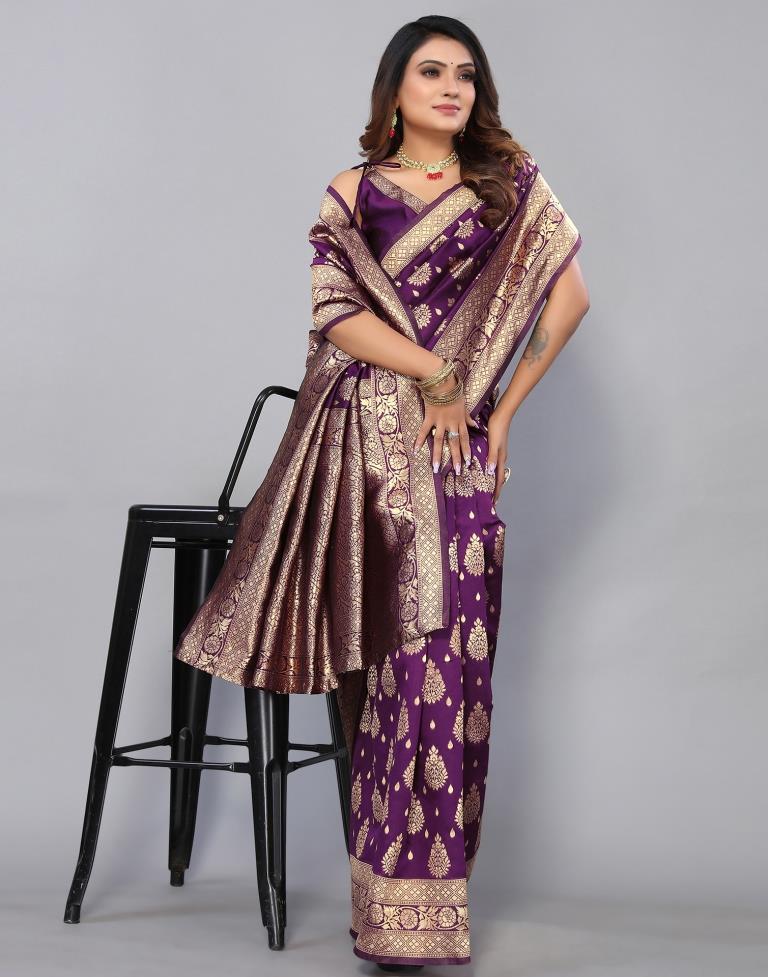 Purple Banarasi Silk Saree | Sudathi