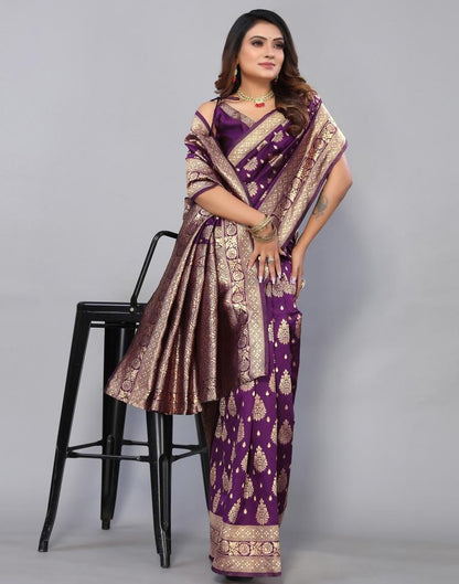 Purple Banarasi Silk Saree | Sudathi