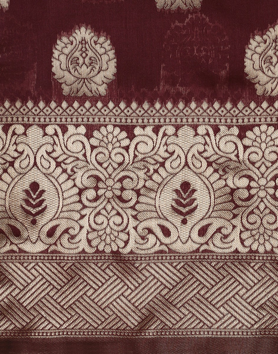 Maroon Banarasi Silk Saree | Leemboodi