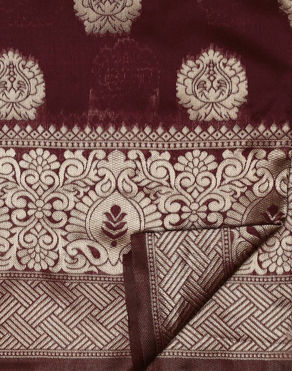Maroon Banarasi Silk Saree | Leemboodi