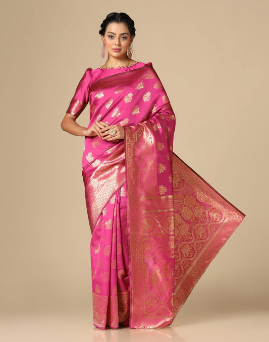 Hot Pink Banarasi Silk Saree | Sudathi