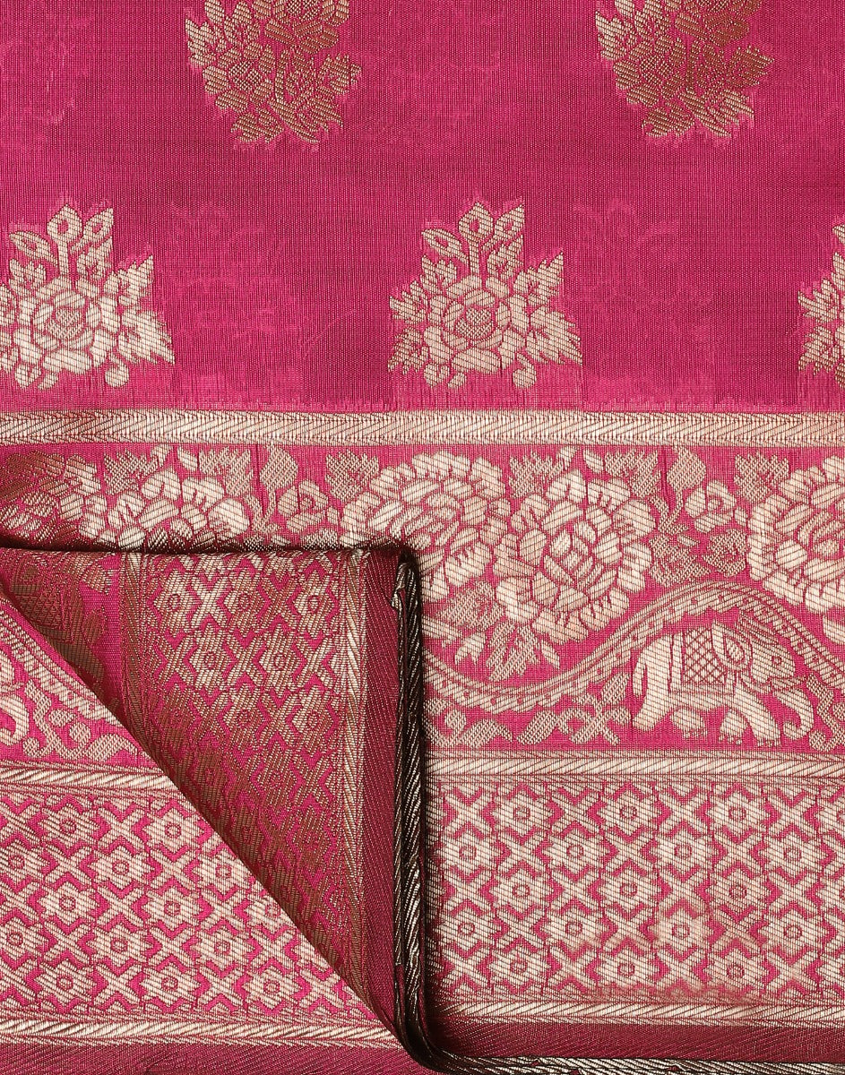 Hot Pink Banarasi Silk Saree | Sudathi