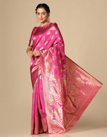 Hot Pink Banarasi Silk Saree | Sudathi