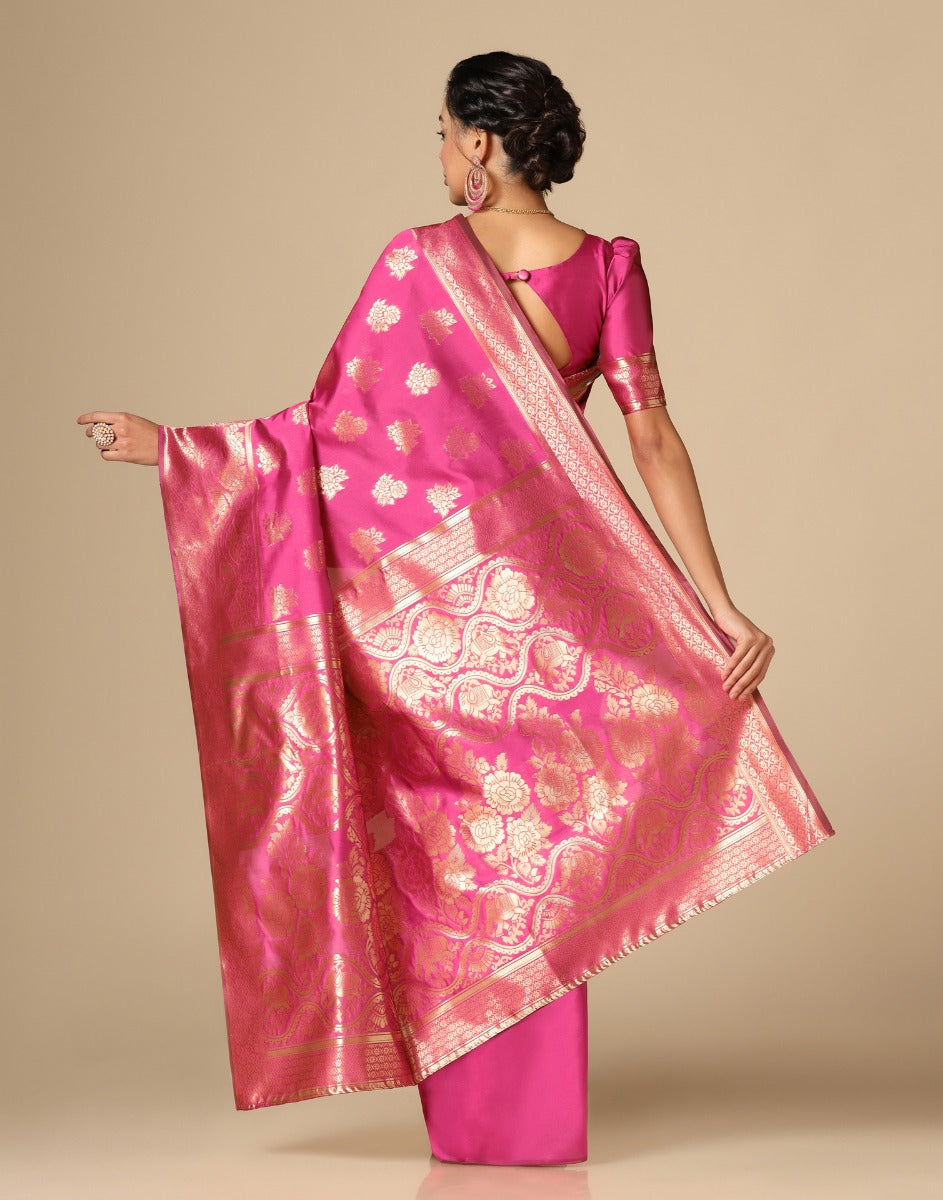 Hot Pink Banarasi Silk Saree | Sudathi
