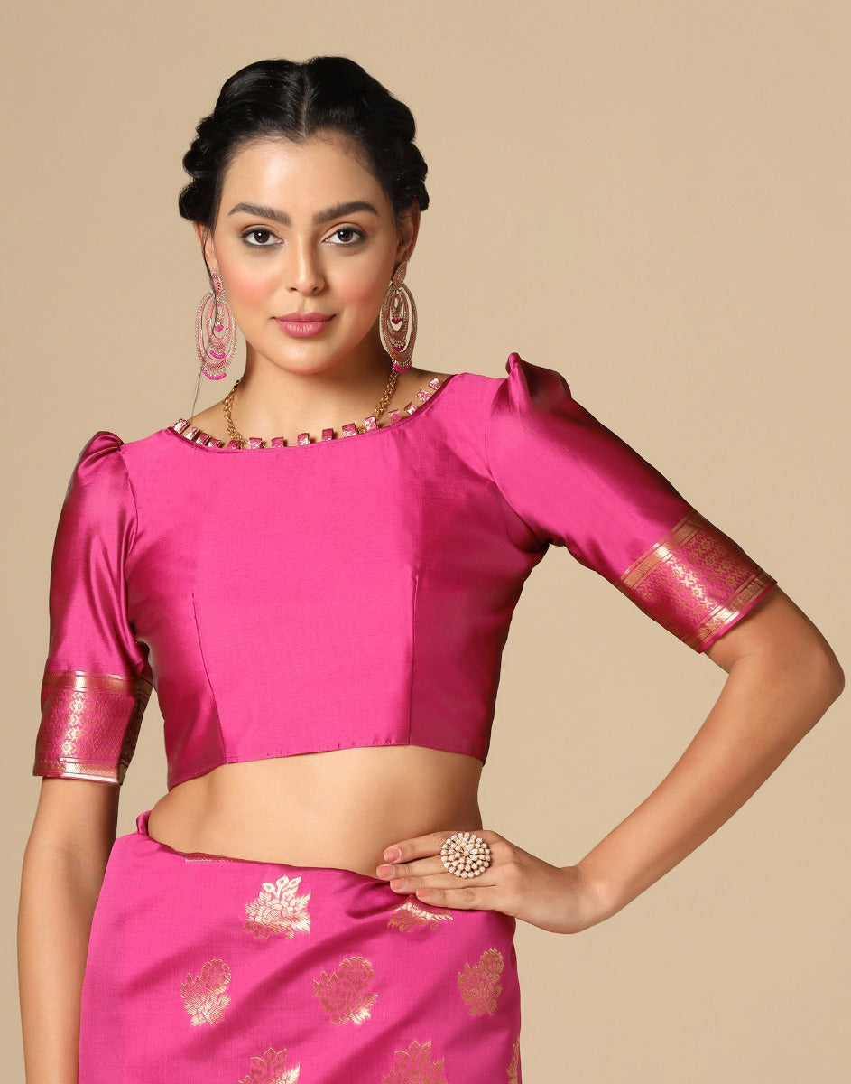 Hot Pink Banarasi Silk Saree | Sudathi