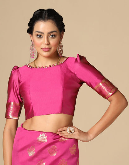 Hot Pink Banarasi Silk Saree | Sudathi