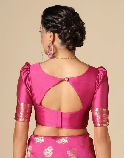 Hot Pink Banarasi Silk Saree | Sudathi