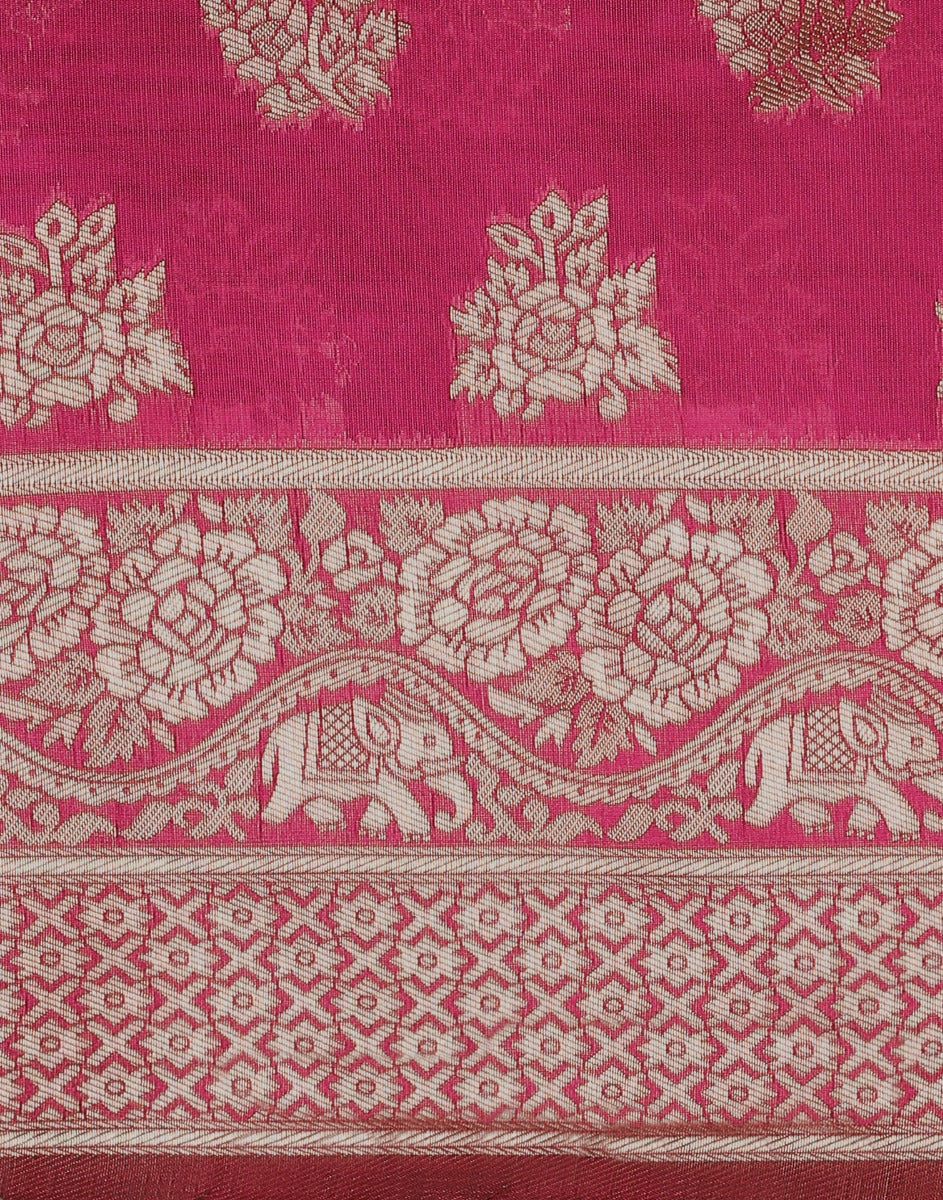Hot Pink Banarasi Silk Saree | Sudathi