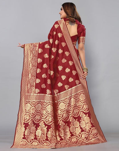 Maroon Banarasi Silk Saree | Sudathi