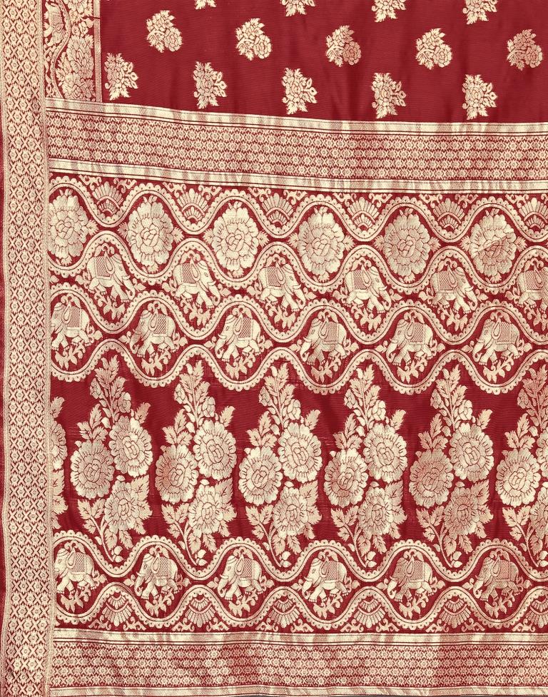 Maroon Banarasi Silk Saree | Sudathi