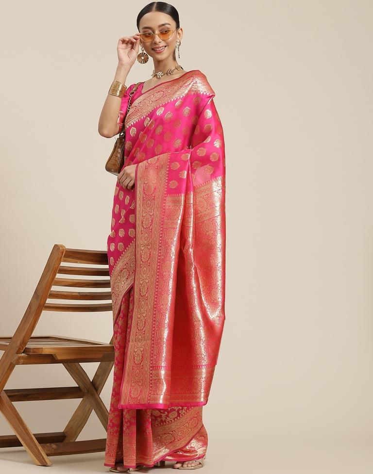 Pink Weaving Silk Saree