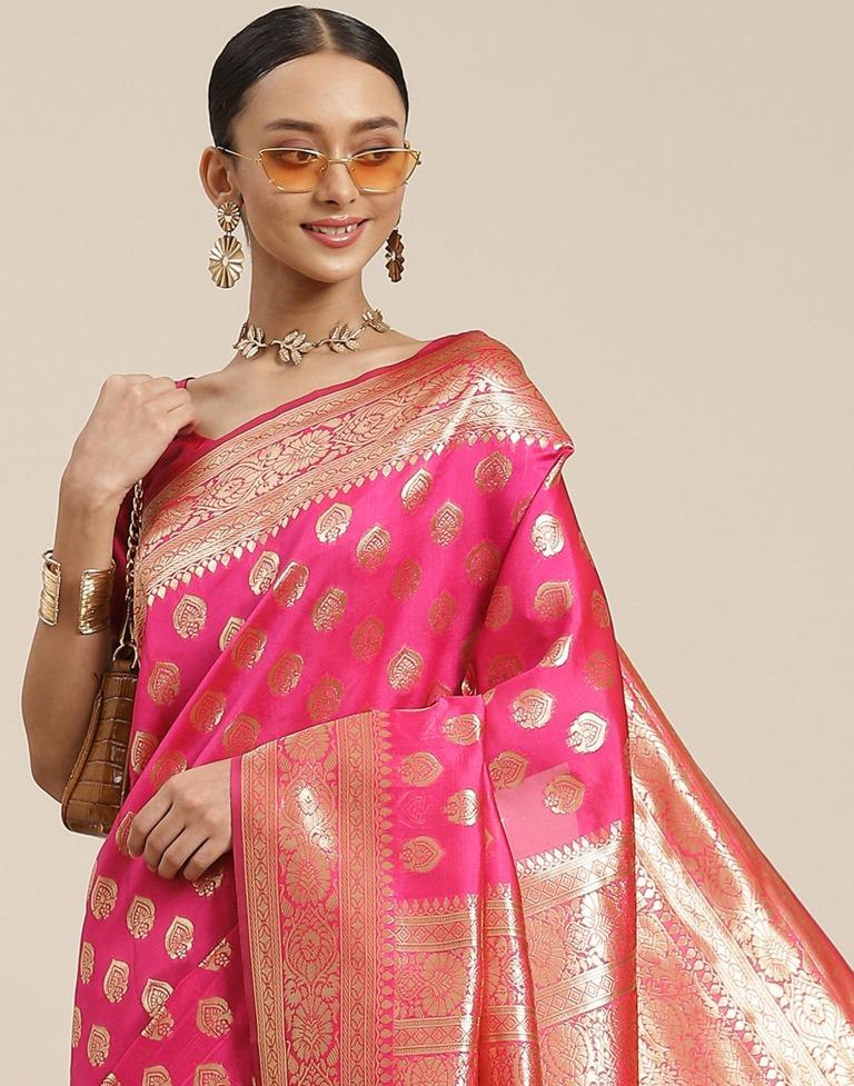 Pink Weaving Silk Saree