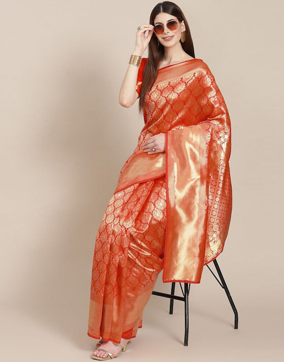 Red Kanjivaram Silk Saree | Sudathi