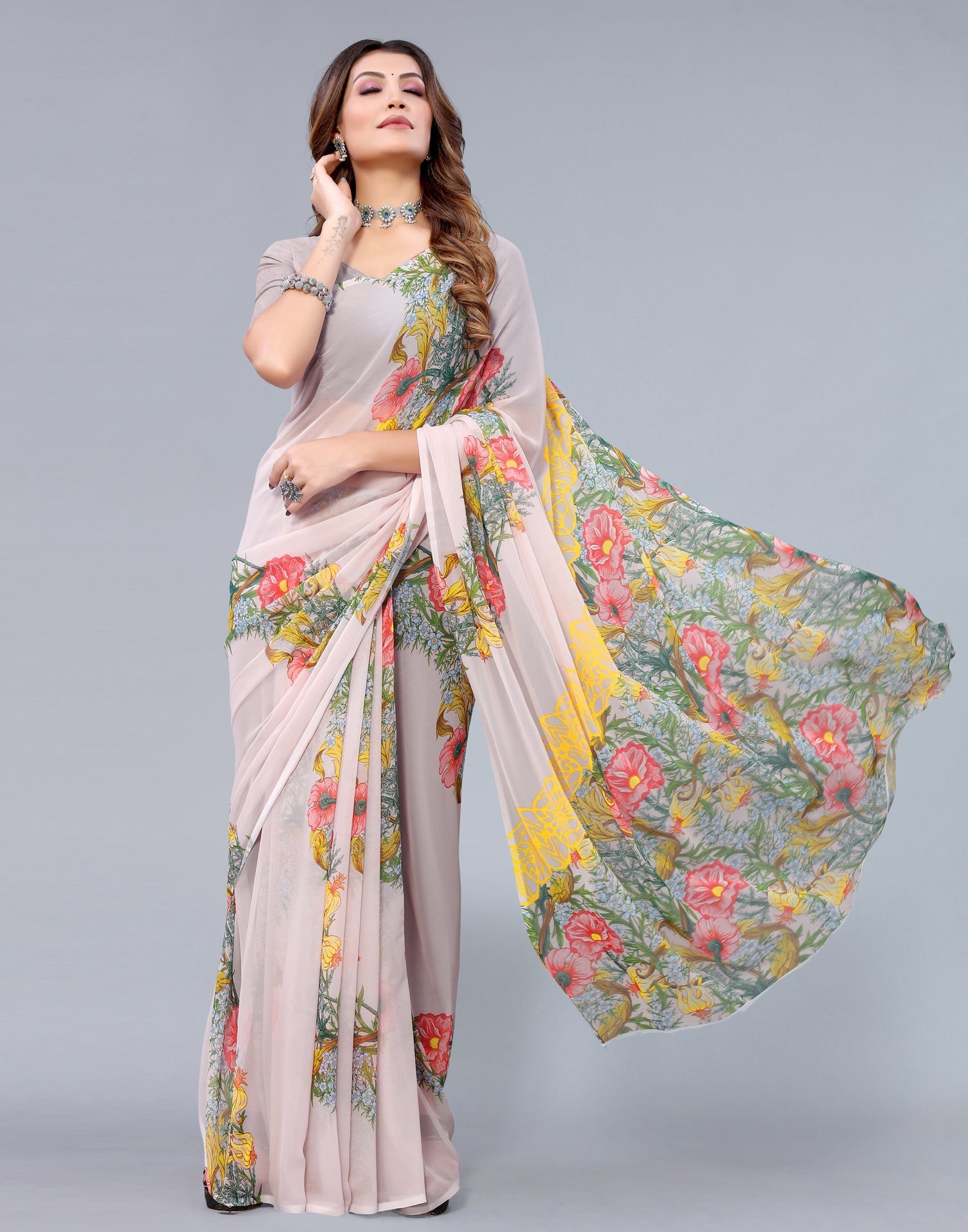 Light Pink Georgette Saree | Sudathi
