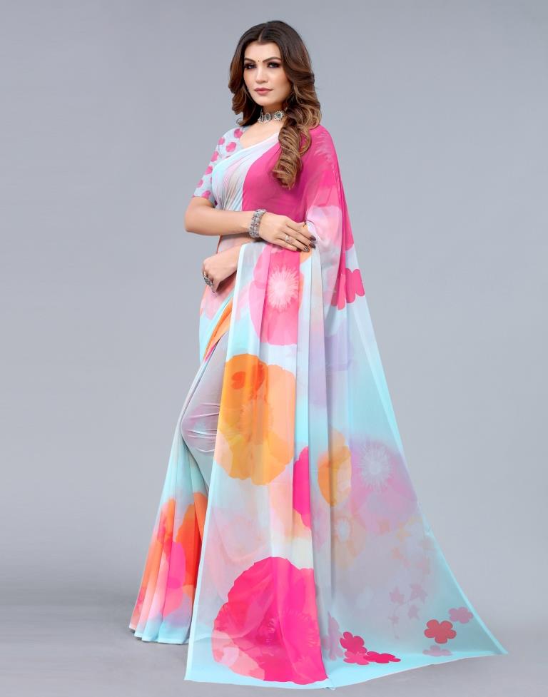 Light Blue Georgette Saree | Sudathi