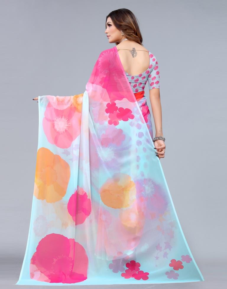 Light Blue Georgette Saree | Sudathi