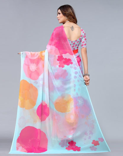 Light Blue Georgette Saree | Sudathi