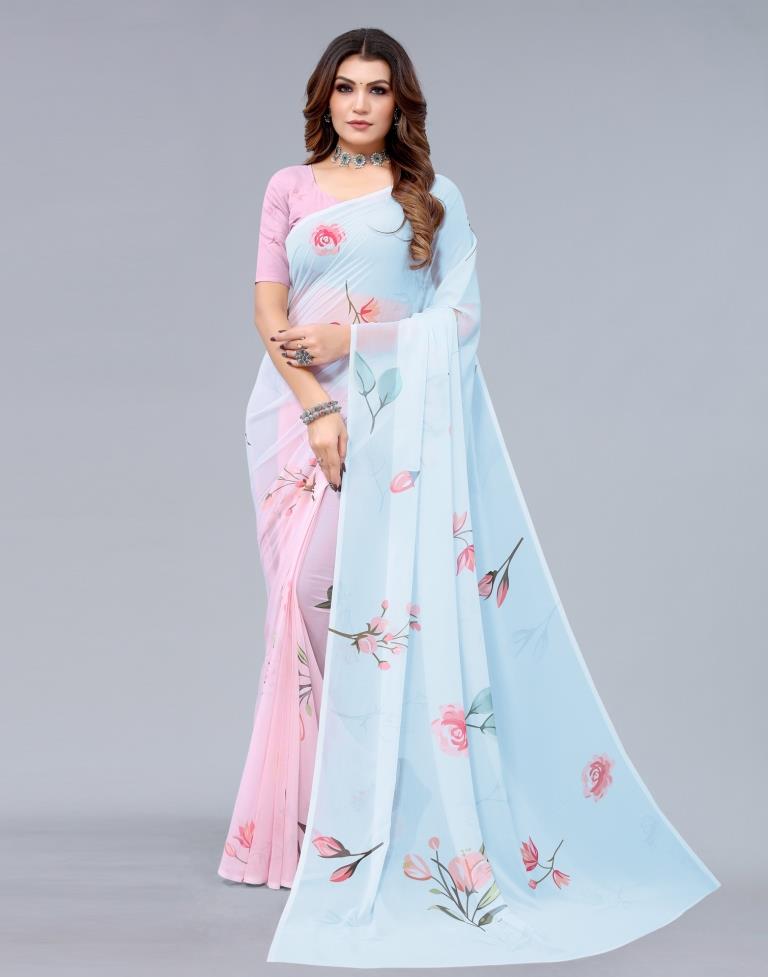 Light Blue Georgette Saree | Sudathi
