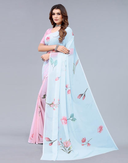 Light Blue Georgette Saree | Sudathi