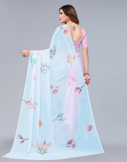 Light Blue Georgette Saree | Sudathi