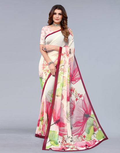 Off White Printed Saree | Sudathi