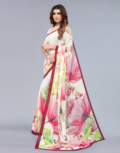 Off White Printed Saree | Sudathi