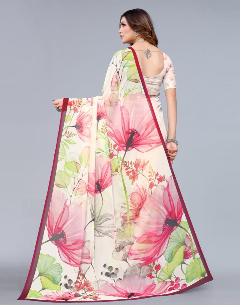 Off White Printed Saree | Sudathi