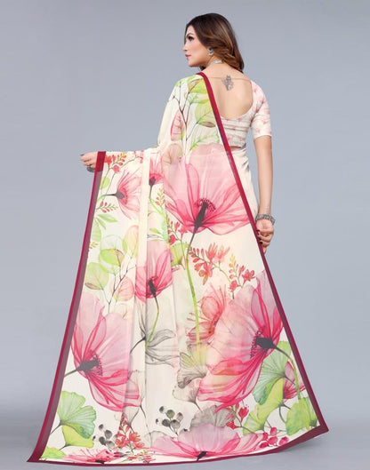 Off White Printed Saree | Sudathi