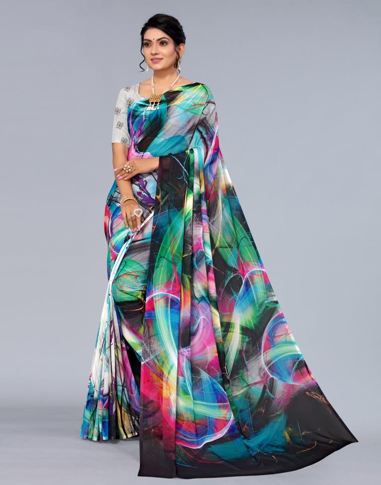 Multicoloured Printed Saree | Sudathi