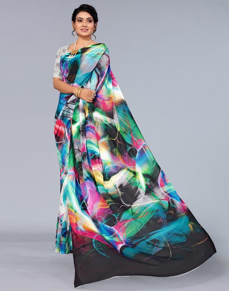 Multicoloured Printed Saree | Sudathi