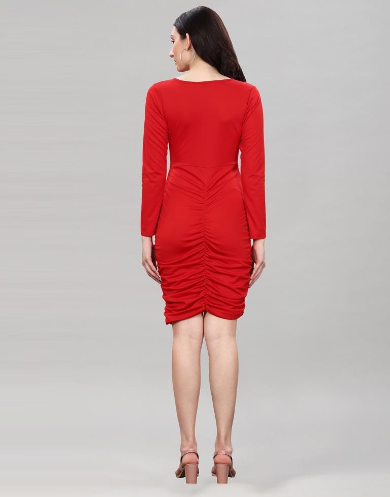 Red Ribbed Bodycon Dress | Sudathi