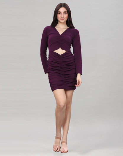 Wine Ribbed Bodycon Dress | Sudathi