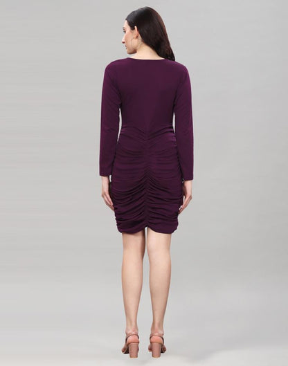 Wine Ribbed Bodycon Dress | Sudathi