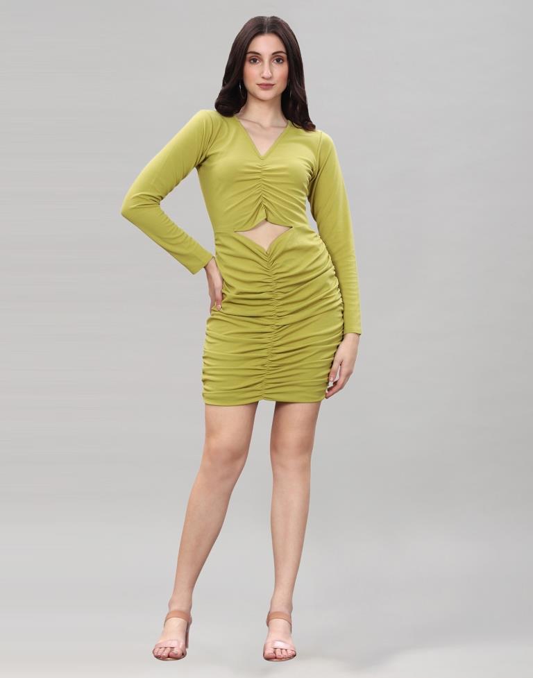 Pine Green Ribbed Bodycon Dress | Leemboodi