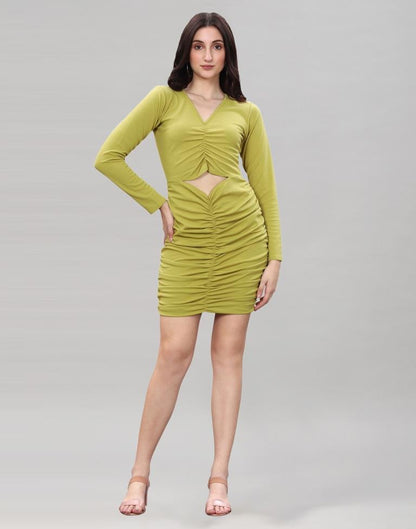 Pine Green Ribbed Bodycon Dress | Leemboodi