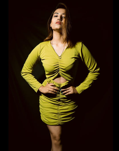 Pine Green Ribbed Bodycon Dress | Leemboodi